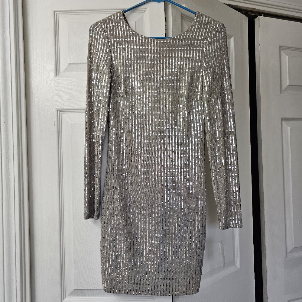 Midnight Doll small silver sequin dress